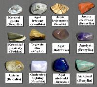 Kolekcja Zestaw Zbiór Kamieni minerałów Ametyst Agat Cytryn Jaspis 12 sztuk