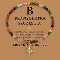 Bransoletka damska z naturalnych kamieni kolorowy turmalin srebro pozłacane