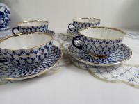 ŁOMONOSOW kobaltowa siatka filiżanki HERBACIANA ZE SPODKIEM - USSR