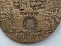 Памяти польских офицеров - Катынь медаль с землей из Катыни-монетный двор-бронза