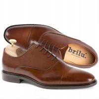 BRILU POLSKIE SKÓRZANE WIZYTOWE PÓŁBUTY MĘSKIE STEFANO BRĄZOWE