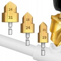 ZESTAW WIERTEŁ STOPNIOWYCH DO RUR Z TWORZYW SZTUCZNYCH PPR 19/24/31 mm