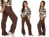 Широкие брюки с карманами, в полоску, польский продукт-шоколадный