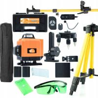 LASER KRZYŻOWY POZIOMICA LASEROWA 360 16 STATYW TYCZKA 350CM OKULARY TARCZA