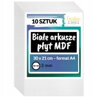 Płyta MDF do cięć laserem grawerowania wycinania 3mm A4 x 10 szt biały