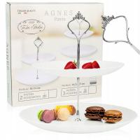 PATERA SZKLANA OPAL PIĘTROWA BIAŁA NOWOCZESNA NA CIASTO OWOCE 2-POZIOMOWA