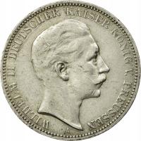 Монета, немецкие земли, Пруссия, Вильгельм II, 3 м