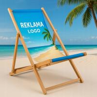 LEŻAK Z NADRUKIEM REKLAMOWYM FULL COLOR DREWNIANY POLIESTER 210G