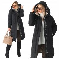 DŁUŻSZA KURTKA ZIMOWA DAMSKA CIEPŁA PIKOWANA DUŻE Z KAPTUREM