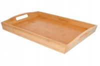 TACA DO SERWOWANIA drewniana śniadaniowa z uchwytami 43x29 cm bambusowa