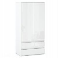 ШКАФ ГАРДЕРОБ 90СМ 2D2SZ БЕЛЫЙ ВЫСОКИЙ ГЛЯНЕЦ