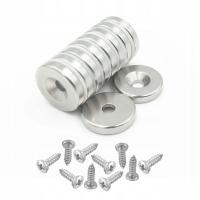 Неодимовый магнит с отверстием для винта 15x3mm круглый, цилиндрический, HUNTER 10 шт