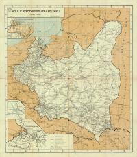 Stara mapa Koleje Rzeczypospolitej Polskiej 1939r. 100x90cm