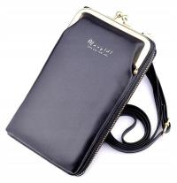 Listonoszka Kopertówka Torebka na telefon czarna etui portfel 2w1 na ramię