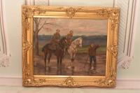 Jerzy Kossak - Żołnierze Pytający o Drogę - Polski Stary Obraz Olejny