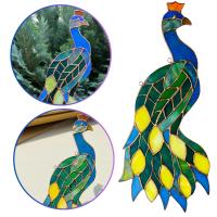 Paw ptak dekoracja Witraż Dekoracja do domu Wisiorek z pawiem Witraż pawia