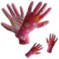 Rękawice rękawiczki robocze damskie DO OGRODU ogrodowe RÓŻOWE w KWIATKI 9