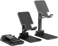 Składany stojak na telefon biurkowy regulowany uchwyt uniwersalny czarny