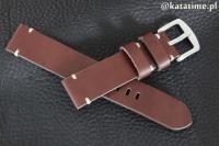 Pasek do zegarka brązowy szyty ręcznie naturalna skóra 20 mm SUPER JAKOŚĆ!