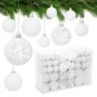 BOMBKI CHOINKOWE BIAŁE NIETŁUKĄCE ZESTAW 100 szt NA CHOINKĘ DUŻY ZESTAW XXL