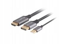 Kabel HDMI -> DisplayPort + Zasilanie USB, 4K 60Hz 1.8m