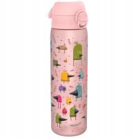 Розовая бутылка для воды для девочки смешные птички ION8 500 мл
