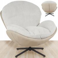 КРЕСЛО ДЛЯ ОТДЫХА МЯГКАЯ ВРАЩАЮЩАЯСЯ СПАЛЬНЯ ГОСТИНАЯ ВЕЛЬВЕТ ПРИЯТНО БЕЖЕВЫЙ