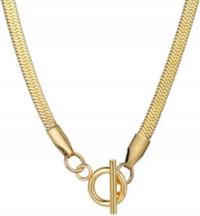 Złoty naszyjnik choker żmijka ślubna pozłacana taśma ring klanówka prent