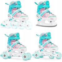 Rolki Wrotki Łyżwy Figurowe 4w1 Regulowane RAVEN Zoya Mint Kółka LED