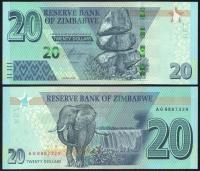 $ Zimbabwe 20 DOLLARS P-104a UNC 2020