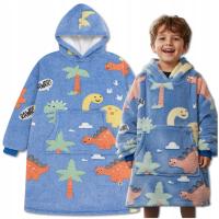KOC BLUZA OVERSIZE CIEPŁA 2W1 GRUBA FUTRZAK KOCOBLUZA Z KAPTUREM DINOZAUR