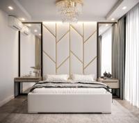 WYCENA PROJEKT Panele jodła tapicerowane ZŁOTE SREBRNE łóżko NA WYMIAR