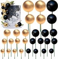 Украшение топпер торт топпер золотые черные шары микс на пике набор 50 шт