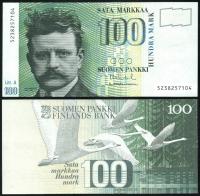 $ FINLANDIA 100 MARKKAA P-119 UNC 1986