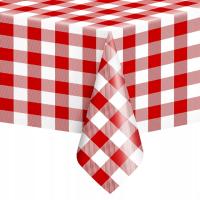 Obrus na słodki stół w kratę - czerwono-biały 137 x 274 cm