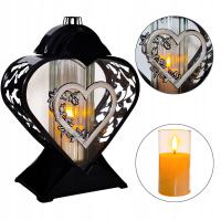 Znicz z wkładem Led Serce na Wszystkich Świętych Grób Cmentarz Duży Lampion