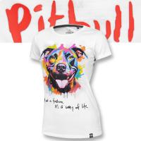 Damska Koszulka Pitbull Watercolor Kolorowy Nadruk T-Shirt Damski Bawełna