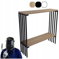 KONSOLA 23x80x80 cm Stripes METALOWA LOFT salonu LOFT drewniany blat półka