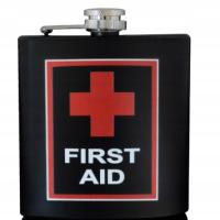 Czarna Piersiówka ze Stali Nierdzewnej First Aid Gentelo 6 OZ