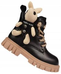 ZIMOWE BUTY Dziecięce Apawwa z KRÓLICZKIEM Botki skóra ekologiczna