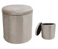 ПУФ СИДЕНЬЕ ЯЩИК ДЛЯ ХРАНЕНИЯ НОГ ОТКРЫВАЮЩИЙСЯ КРУГЛЫЙ ГЛЯНЦЕВЫЙ ПЛАЗА БЕЖЕВЫЙ