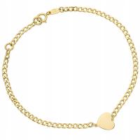 Bransoletka Złota Płaskie Serduszko na Łańcuszku Pancerka pr 585