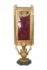 Witryna EMPIRE Gablotka Cała z Brązu Złoconego + Medalion, Marmur BRĄZ