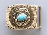 Smok z turkusem na klamrze z mosiądzu