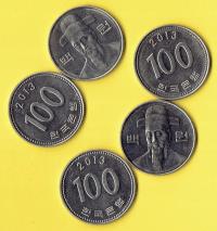 KOREA 100 WON 2013 r.