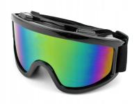 Gogle okulary motocyklowe uniwersalne cross enduro UV czarne tęczowa szybka