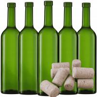 Butelki na Wino 750 ml Zielone KLASYCZNY KSZTAŁT + Korki ZESTAW 30 szt.