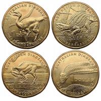 AUSTRALIA ZESTAW 4 MONET 4 X 1 DOLLAR 2022 DINOZAURY ELIZABETH II MENNICZE