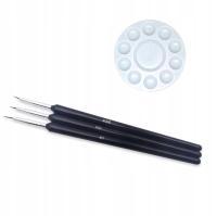 Zestaw 3 precyzyjnych PĘDZELKÓW DO DETALI 3 rozm. 0 00 000 + PALETA DO FARB