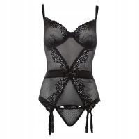 Komplet bielizny Gorset i Stirngi Lustella czarny S/M
